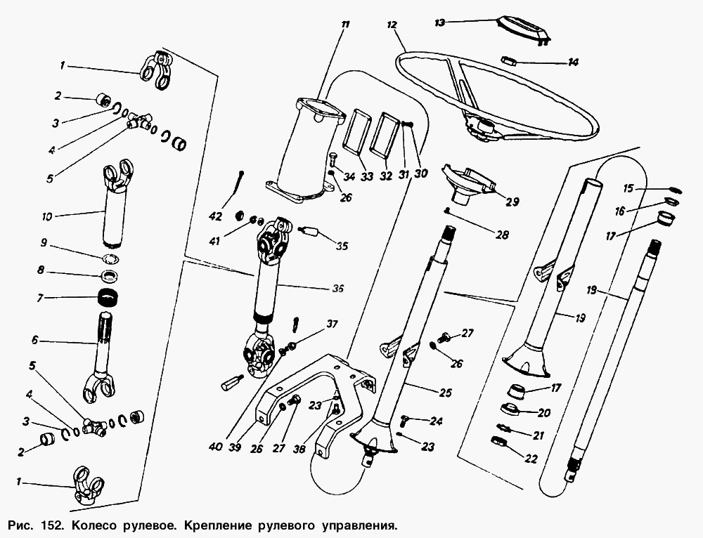 КАМАЗ Колесо рулевое. Крепление рулевого управления