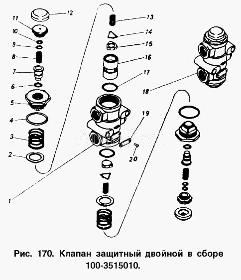 КАМАЗ Клапан защитный двойной в сборе